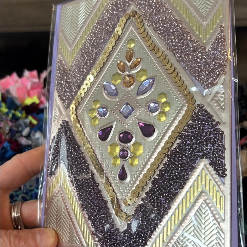 💎RARE💎🆕Papyrus Beaded And Bejeweled Blank Inside Greeting Card